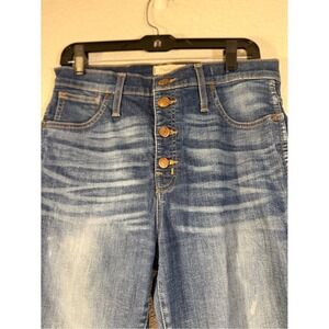 Women's Madewell 10" High-Rise Button-Front Dark Skinny Jeans Size 30 Note DIY